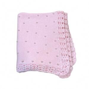 NEW GITA girl's blanket with white pearls in pink